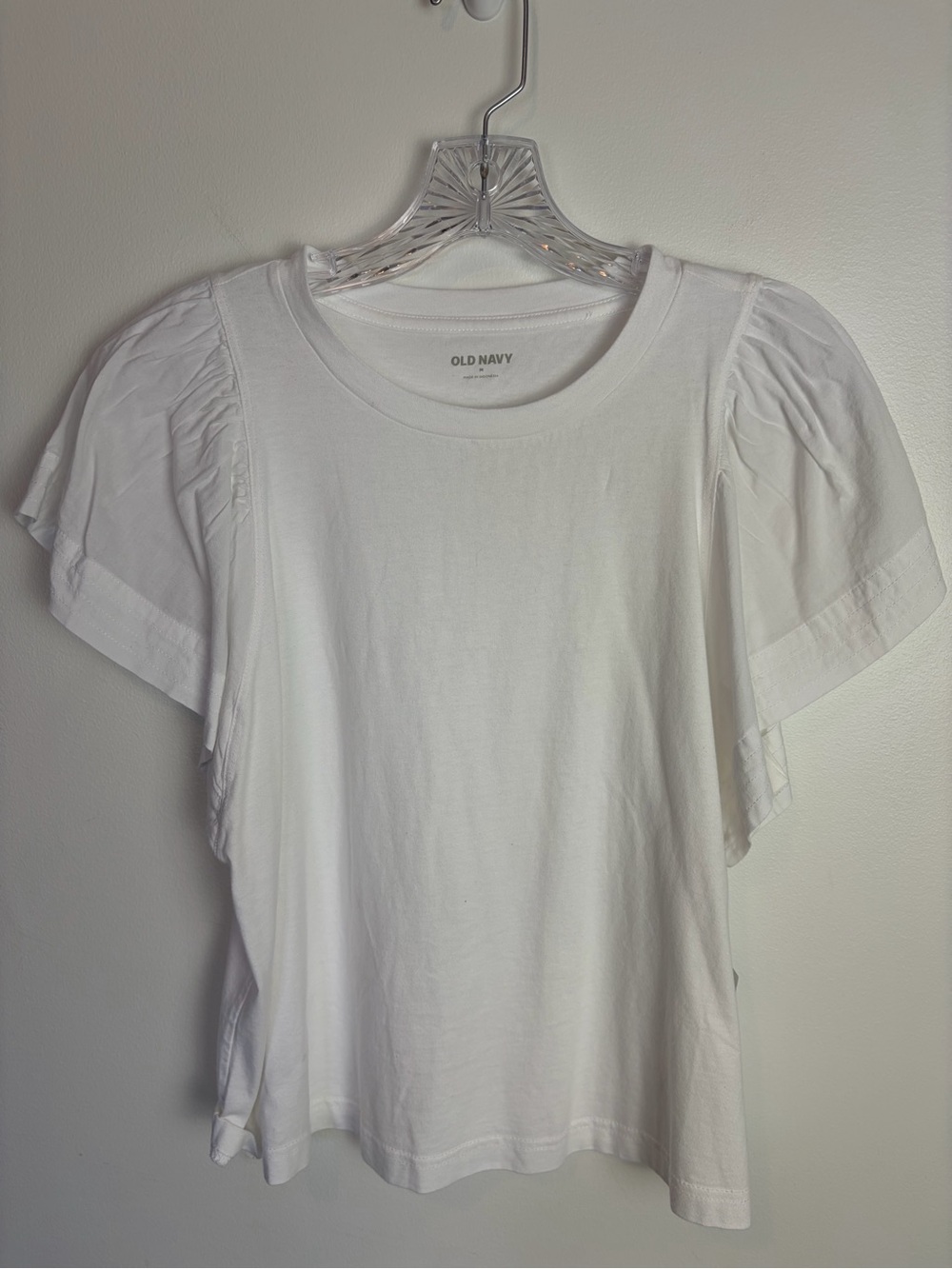 Old Navy White Flutter Sleeve Short-Sleeve Tee